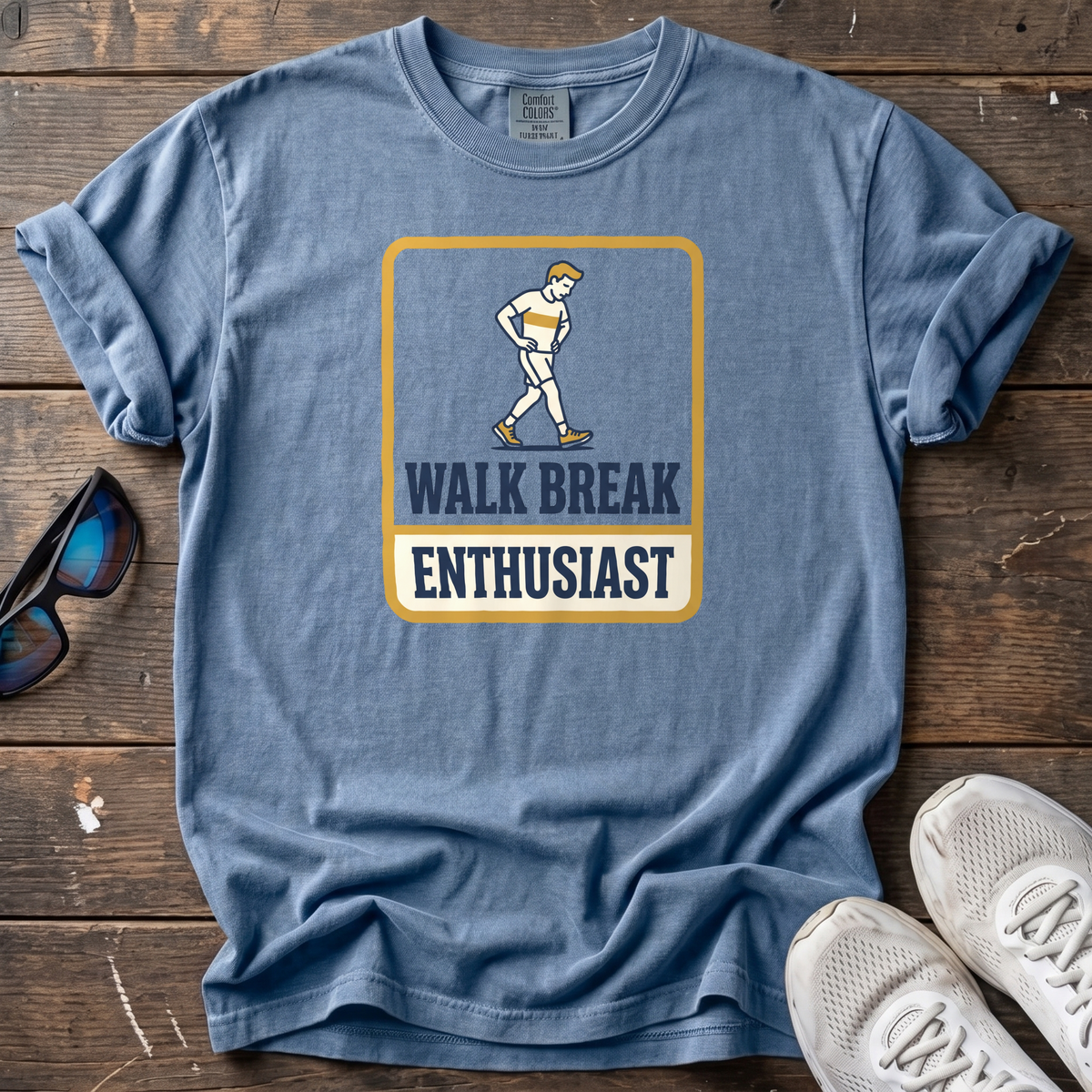 Walk Break Enthusiast Badge Tee — Blue Jean