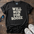 Will Run for Booze Block Type Tee — Black