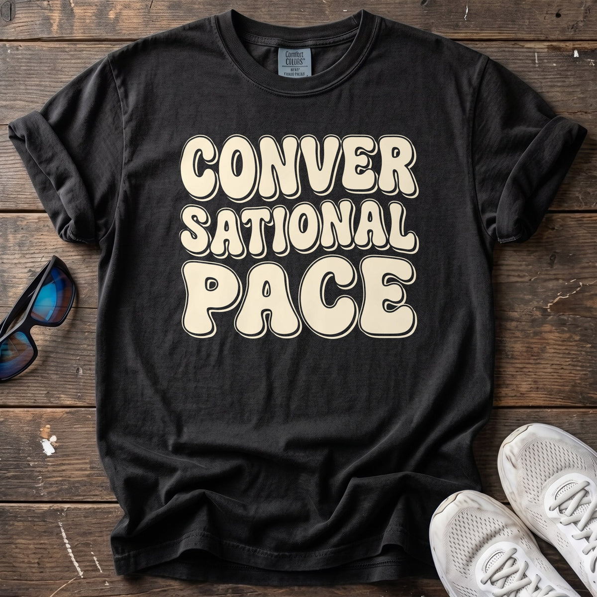 Conversational Pace Retro Tee — Black