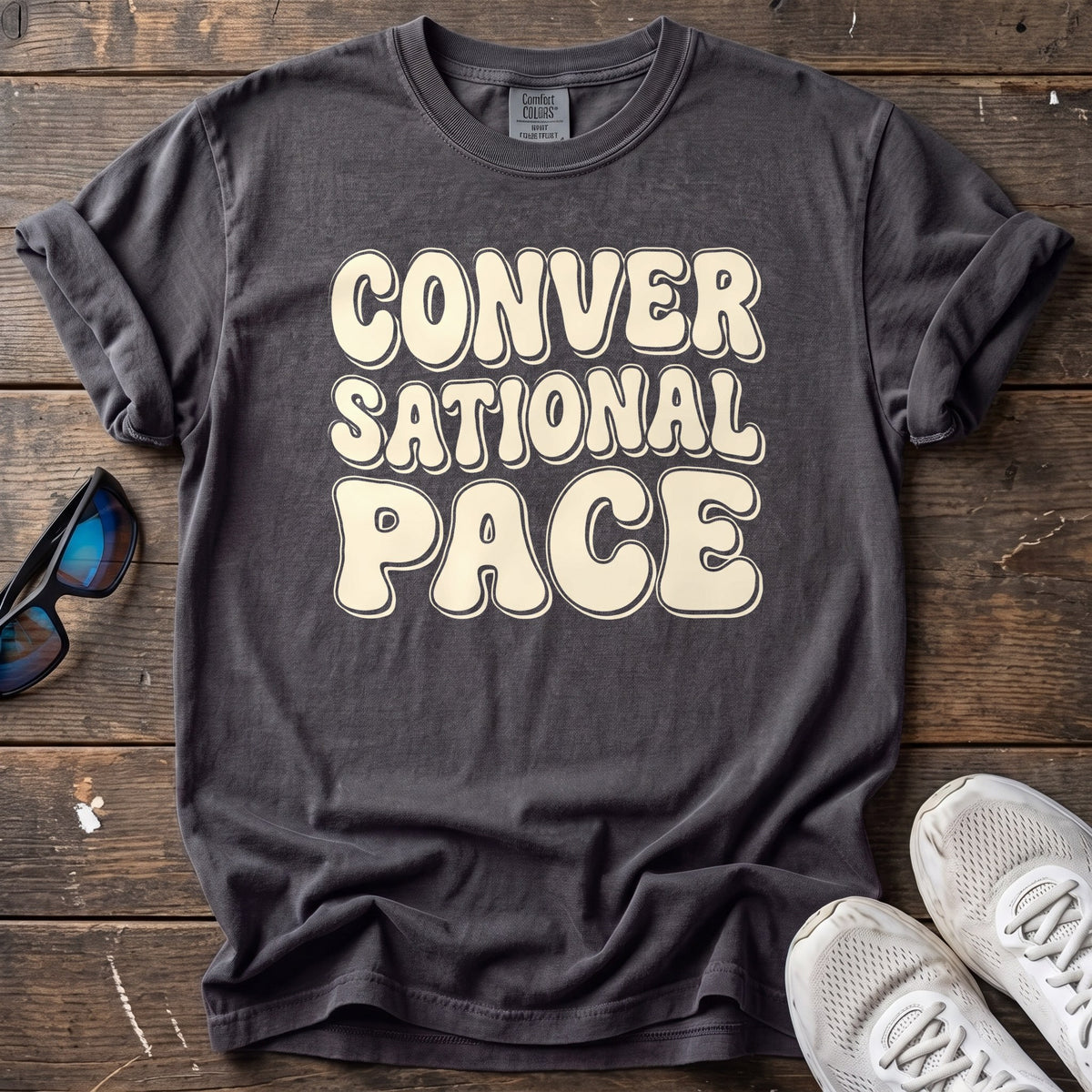 Conversational Pace Retro Tee — Graphite