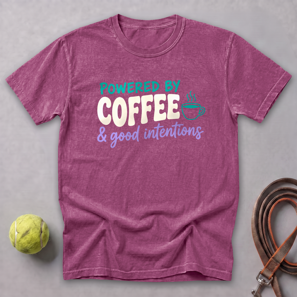 Coffee & Good Intentions Tee — Berry