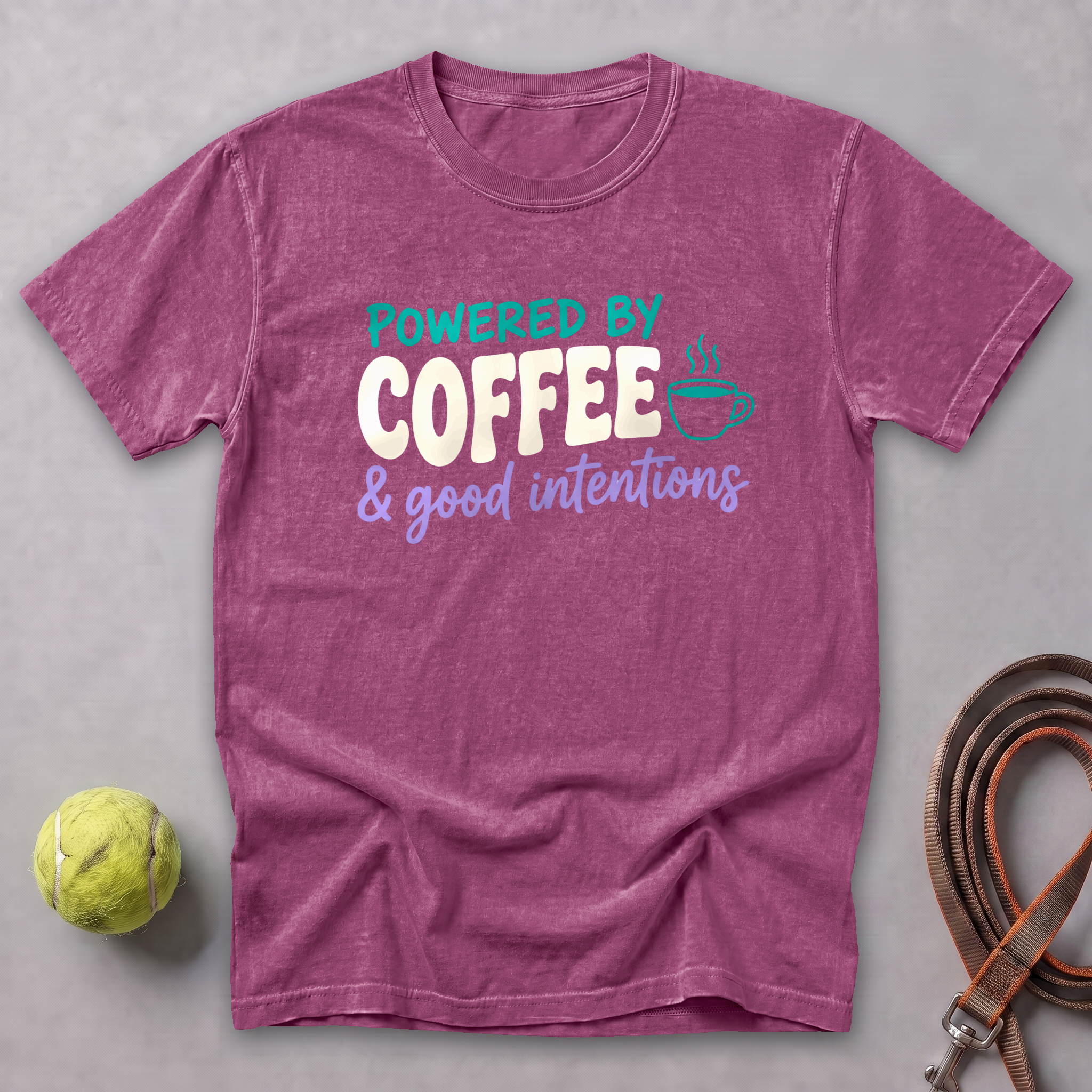 Coffee & Good Intentions Tee — Berry