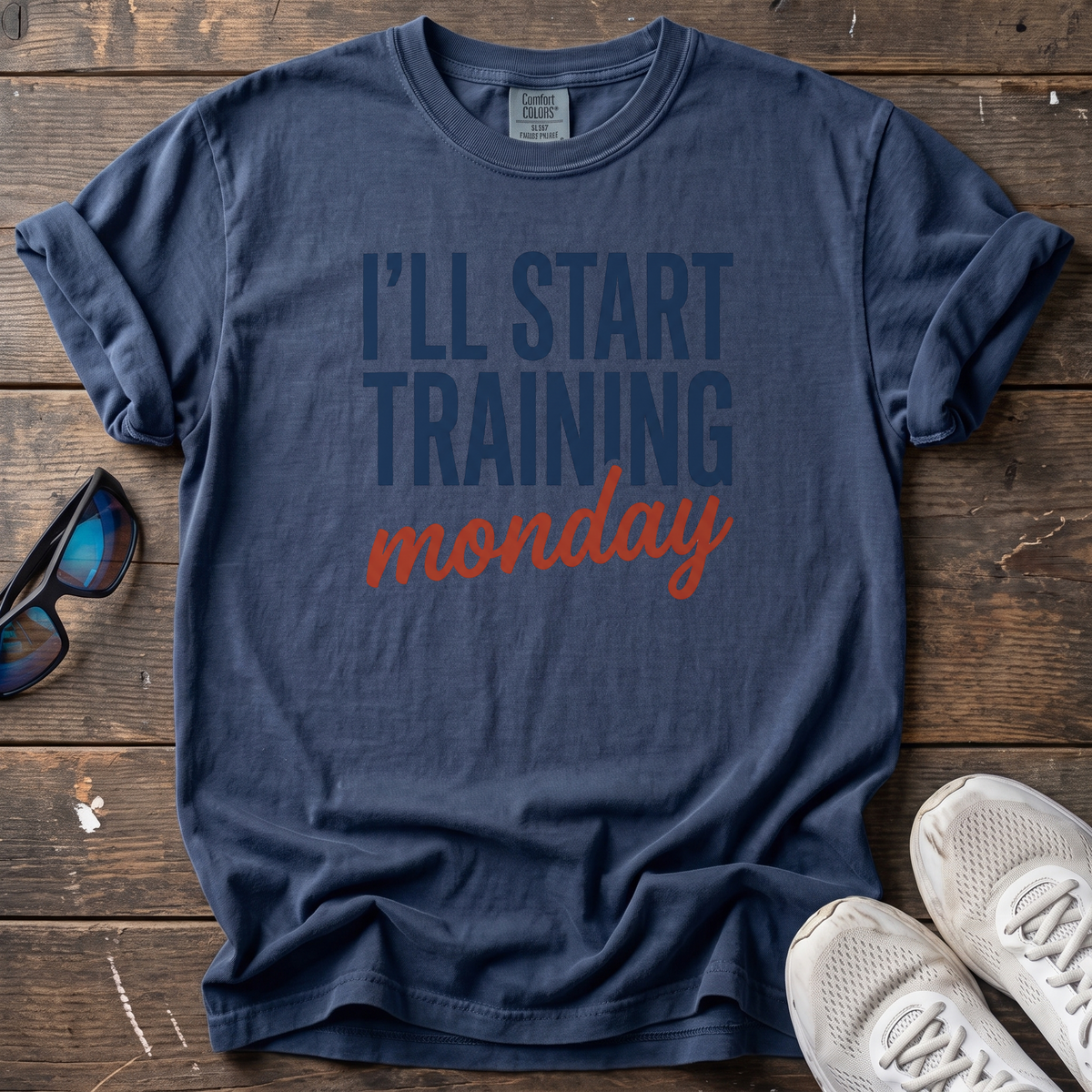 I'll Start Training Monday Tee — True Navy