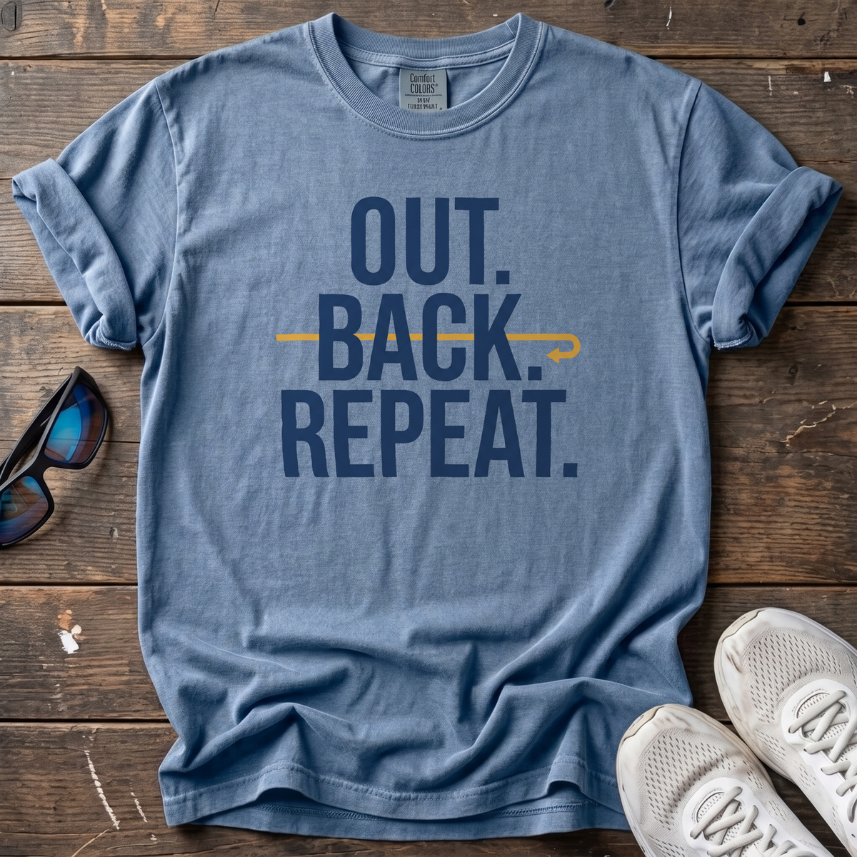 Out Back Repeat Tee — Blue Jean