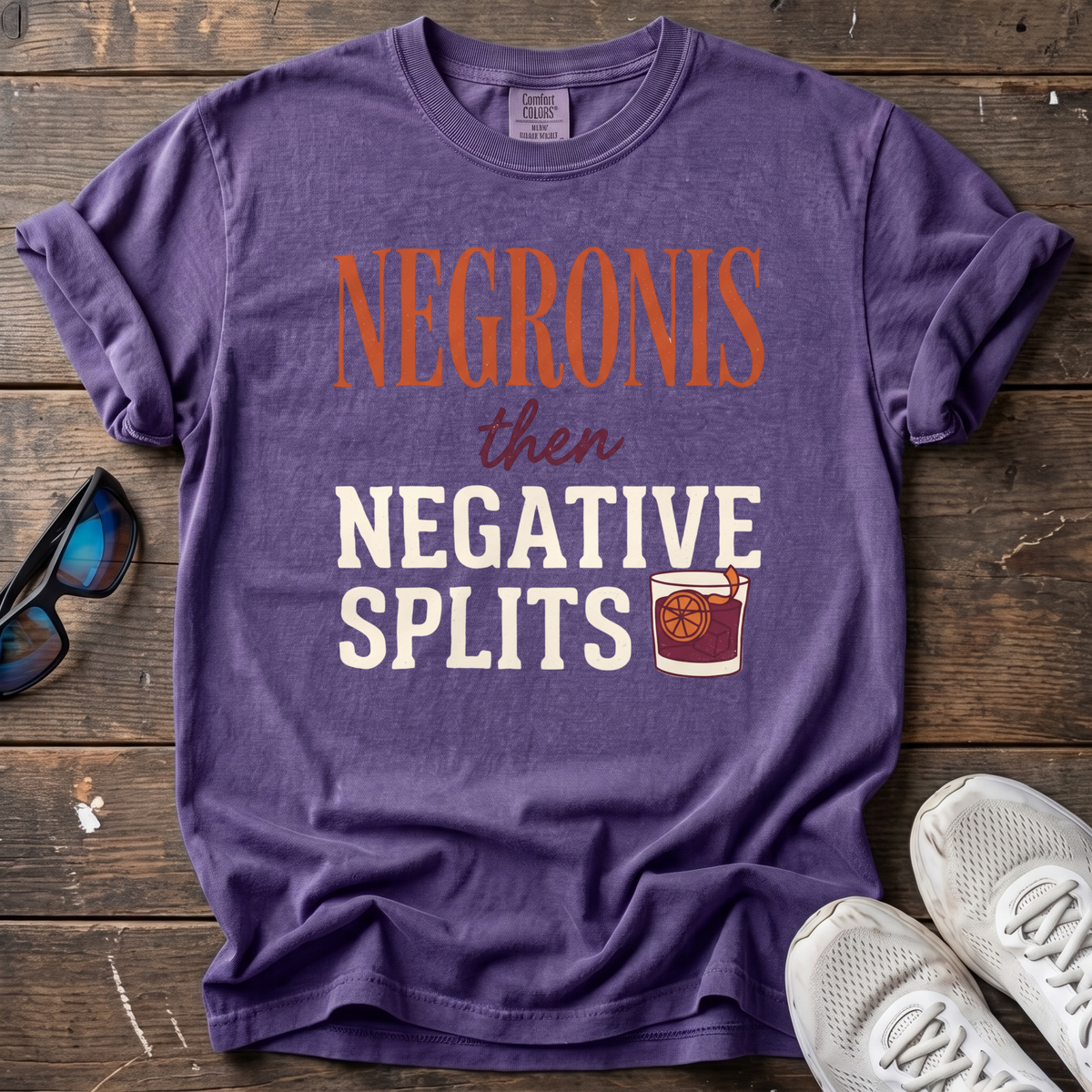 Negronis and Negative Splits Tee — Grape