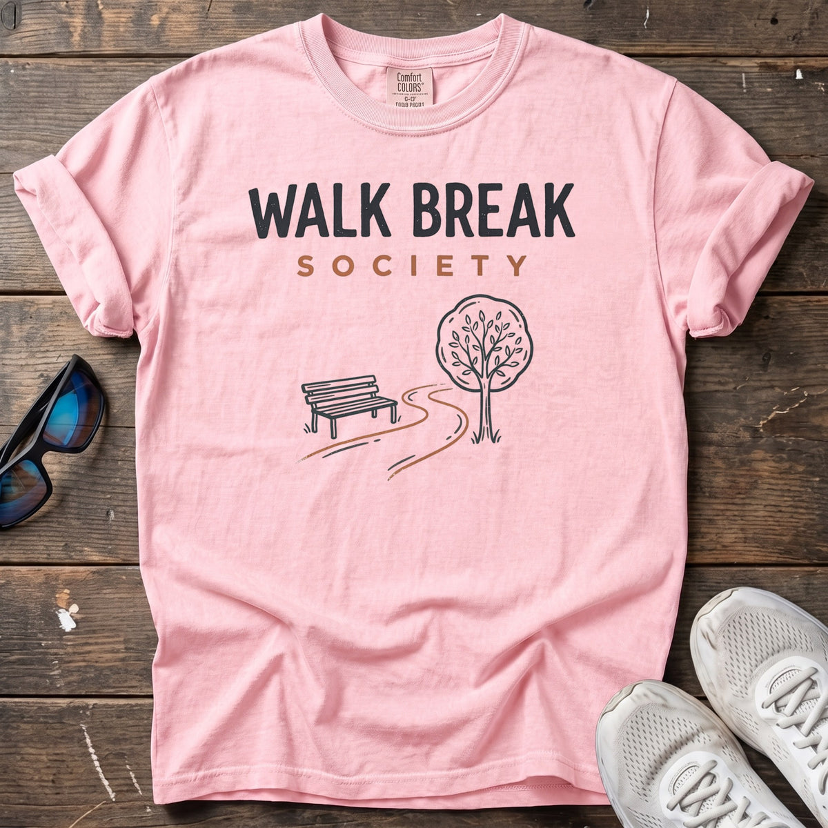 Walk Break Society Tee — Blossom