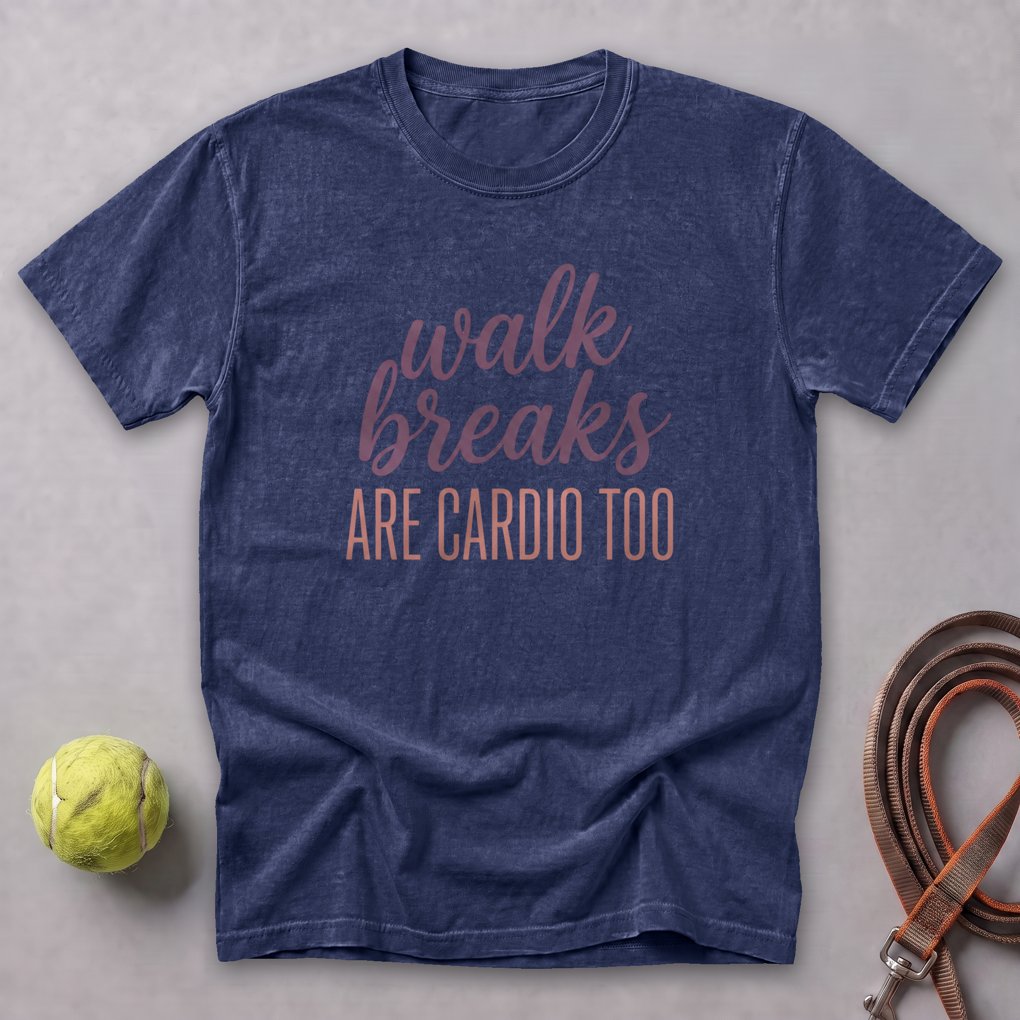 Walk Breaks Are Cardio Elegant Tee — True Navy