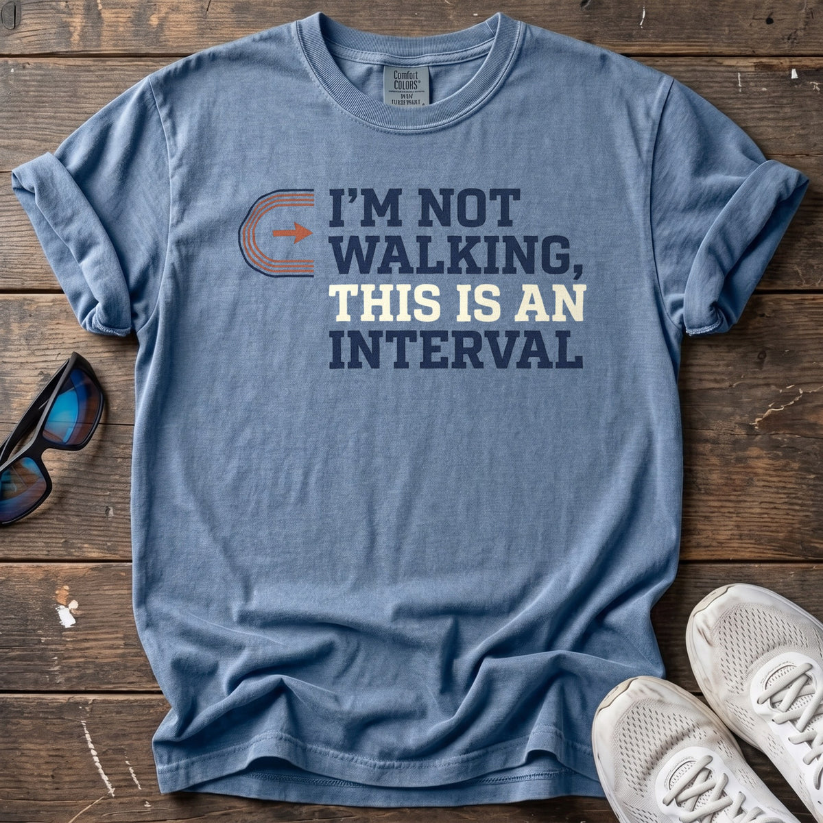 I'm Not Walking Stacked Tee — Blue Jean