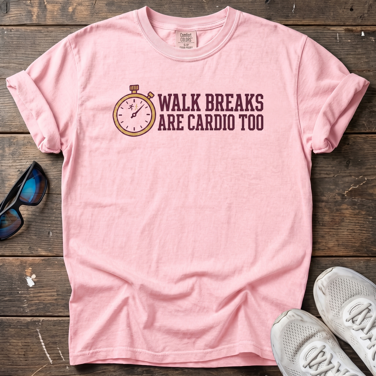 Walk Breaks Are Cardio Watch Tee — Blossom