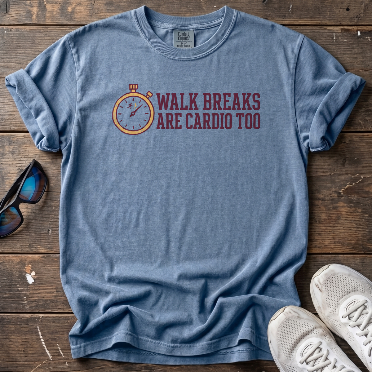Walk Breaks Are Cardio Watch Tee — Blue Jean