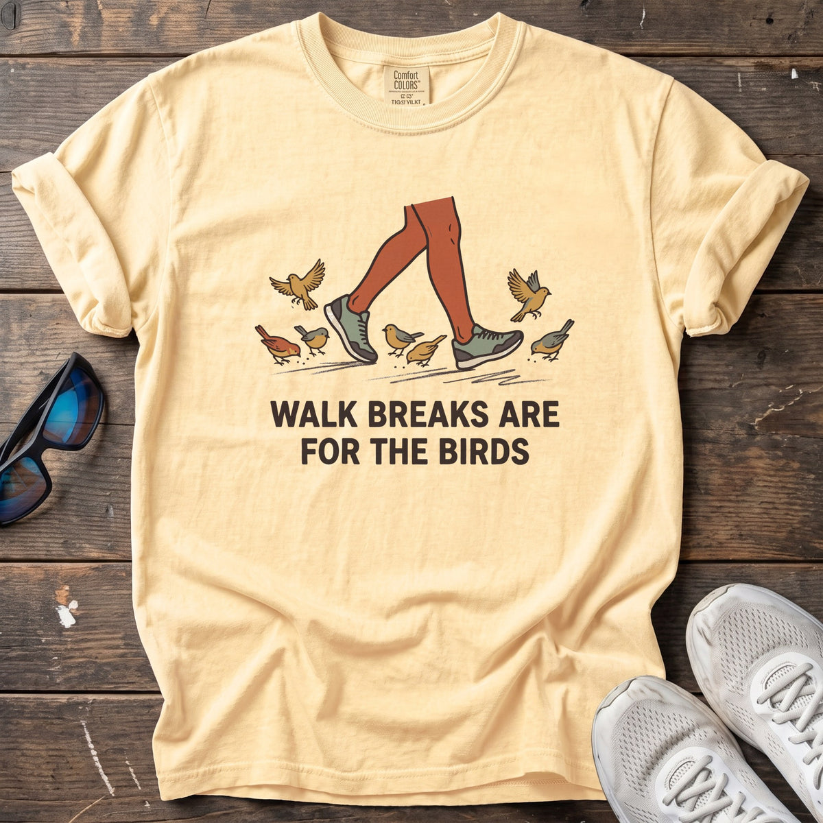 Walk Breaks Birds Tee — Butter