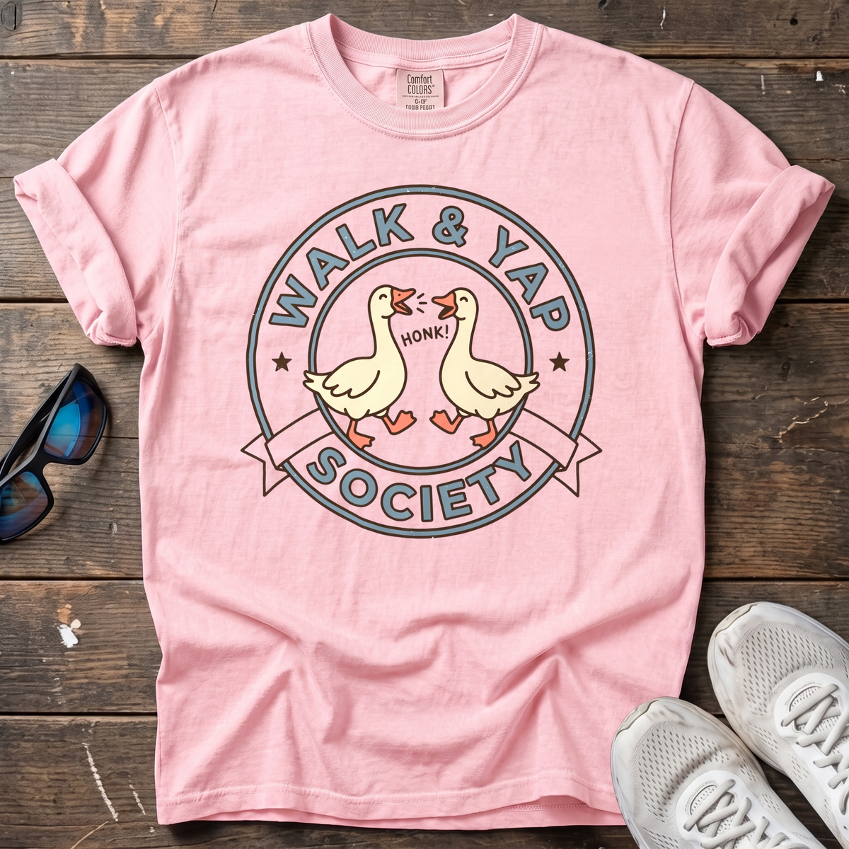 Walk & Yap Geese Tee — Blossom