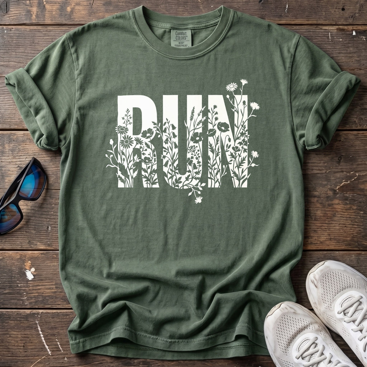 Wildflower Run Tee — Moss